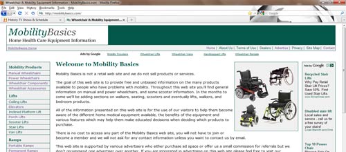 MobilityBasics.com Webpage