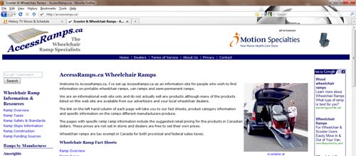 Scooterlifts.ca Webpage